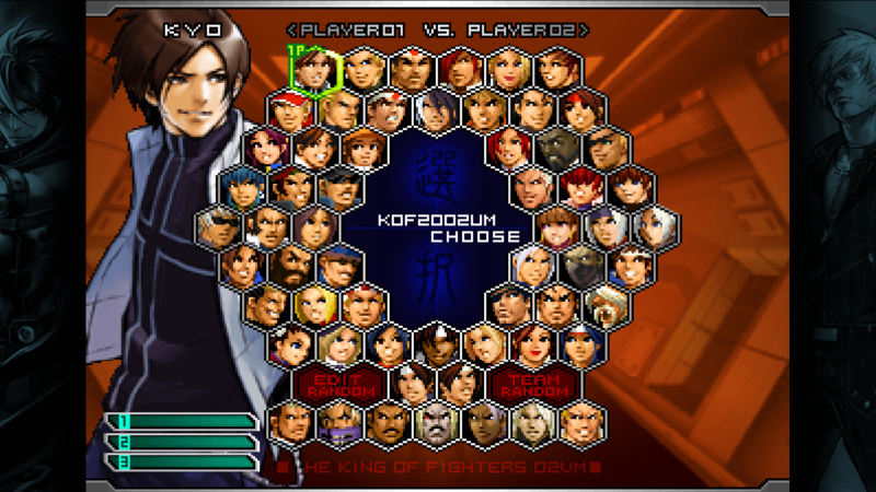 Menú de selección personajes The King Of FIGHTERS 2002 UM