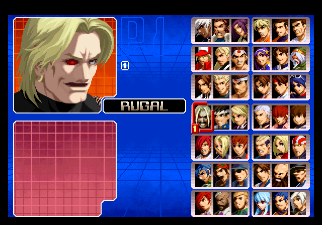 Menú de selección personajes The King of Fighters 2002 PS2