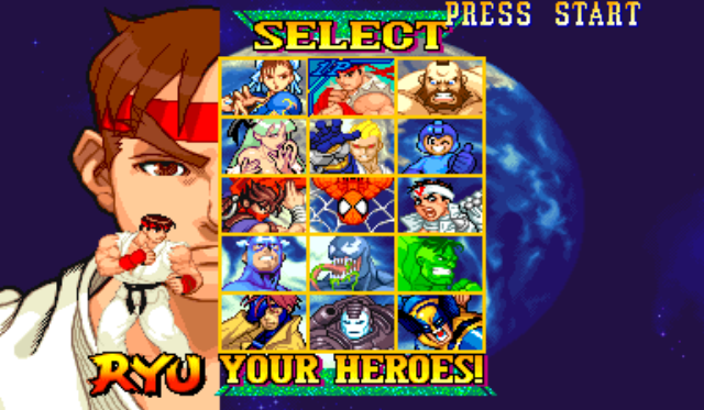 Personajes Marvel Vs. Capom: Clash of Superheroes