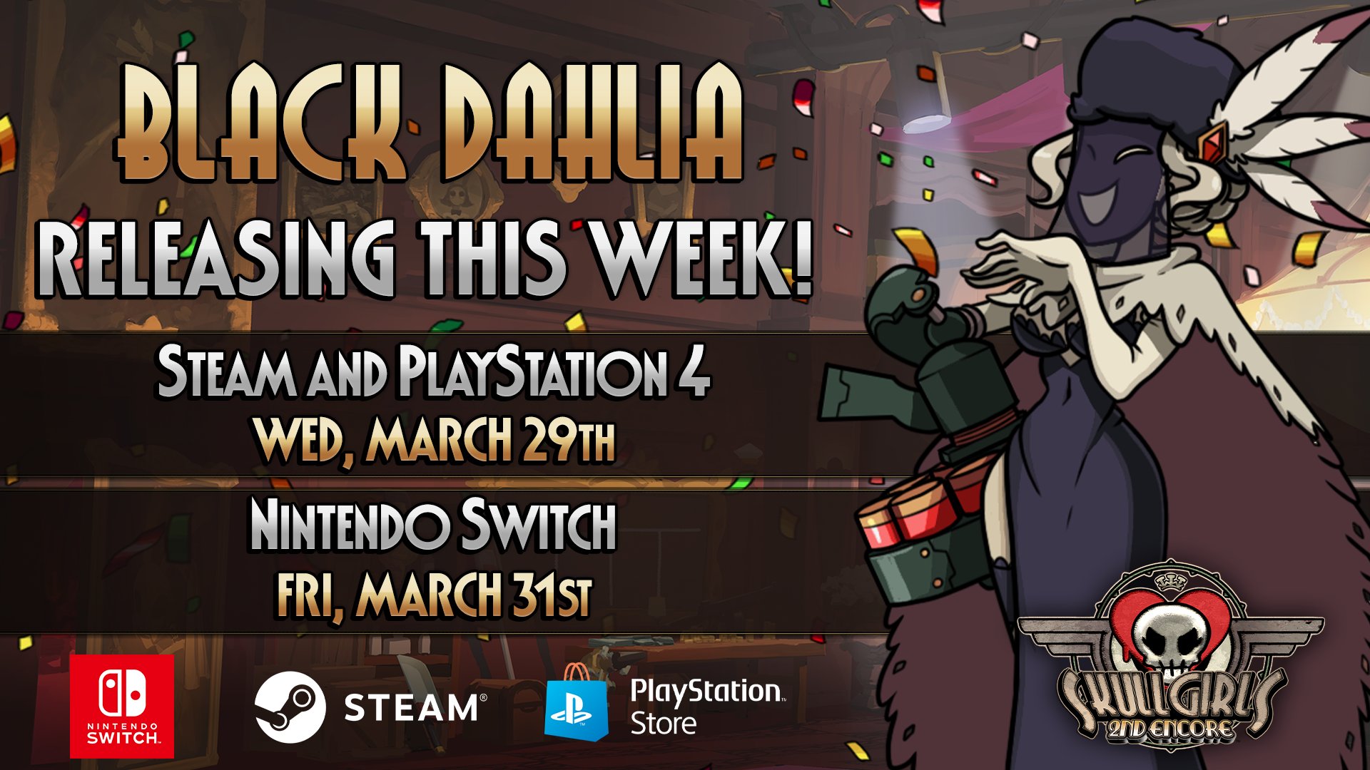 Anuncio Black Dahlia Skullgirls 2n Encore