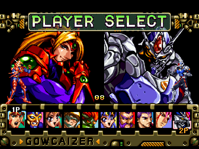 Menú selección personajes Voltage Fighter Gowcaizer